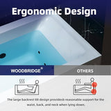 WOODBRIDGE 60" x 30" Alcove Acrylic Rectangular Whirlpool Heated Jetted Tub in White with Left Drain, Matte Black Finish, BS428-L-MB02