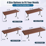 70.8in Folding Conference Table,Locking Wheels Space Saving Meeting 2-30