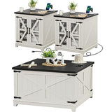 Joaxswe Farmhouse Coffee Table Set 3, End Table and Coffee Table