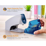 Bostitch Office Electric Pencil Sharpener, Heavy Duty Powerful Stall-Free Motor, High Capacity Shavings Tray, for Office or Classroom, Blue