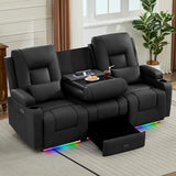 URRED Wall Hugger Power Reclining Loveseat Sofa，Black：77.3" - 3 Seats