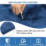 Toncoke 5.1" Thick Double Sleeping Pad with Foot Pump & Pillow, 77.5x53.9 2-Person Air Mattress for Camping, Ultralight & Compact for Backpacking, Hiking, Car Travel Navy Blue