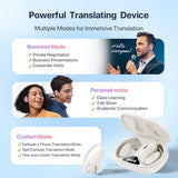 AI Translation Earbuds Real-Time: 166 Languages Audifonos Traductores Inglés Español, 60 Hours Battery - Seamless Translator Headphones, Off-White