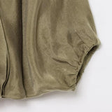 Talakeno Womens Puffed Bomber Jacket Casual Batwing Sleeve Lapel Collar Zip Shirts Oversized Pleated Streetwear Jackets(Green,M2)
