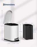 GarveeHome 1.6 Gal Step-On Trash Can, Stainless Steel Small Bathroom Garbage Bin with Soft Close Lid, Slim Space-Saving Design, Removable Inner Bucket for Bathroom