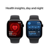 Apple Watch Series 10 [GPS + Cellular 46mm case] Smartwatch with Jet Black Aluminum Case with Black Sport Band - M/L. Fitness Tracker, ECG App, Always-On Retina Display, Water Resistant