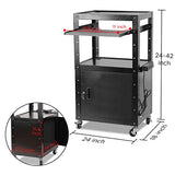 AV Carts, Rolling Presentation Cart Station, Height Adjustable Media Cart for Video Projector, TV, Printers