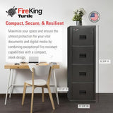 FireKing Turtle Vertical 4 Drawer Fire Rated File Cabinet, Black