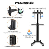 Yescom Rolling TV Stand Mobile TV Laptop Cart for 32" to 65" LCD LED Screen TVs Office Lecture