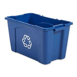 Rubbermaid Commercial Products, Recycling Bin/Box for Paper and Packaging, Stackable, 18 GAL, Blue
