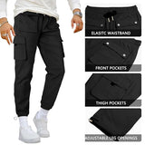 GINGTTO Mens Cargo Pants Slim Fit Black Stretch Cargo Joggers Men with Pockets Elastic Waist 34W×30L