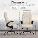 Big and Tall Office Chair for Heavy People, 400LBS High Back Extra Wide Executive PU Leather Office Chair with Flip-Up Armrests