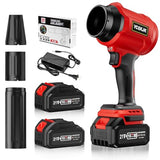 Cordless Leaf Blower, Leaf Blower Cordless with Battery and Charger, Portable Lightweight Handheld Blower, Extended Nozzle, Turbo Jet Blower (Red)
