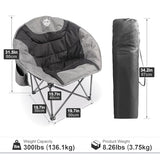Northroad Folding Compact Camping Moon Chair, Outdoor Padded Saucer Round Chair w/Cup Holder Supports up to 300 lbs for Beach Hiking Fishing Picnic Lawn,Black