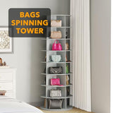 SpaceAid 8 Tier Rotating Shoe Rack Tower, Spinning Shoe Display Lazy Susan, Revolving 360 Shoe Rack Storage Round Carousel, Vertical Handbag Rotate Shoes Closet Organization (8-Tier Gray)
