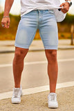 GINGTTO Mens Denim Shorts Slim Fit Stretch Jean para Hombre Corto for Men Light Blue 33