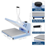 Fast Heating, Industrial Quality with Adjustable Pressure Industrial Digital Heat Press Machine Sublimation for T-Shirt, Light Blue