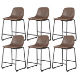 Rfiver PU Faux Leather Bar Stools Set of 6(Brown, 24" Counter Chair x6)