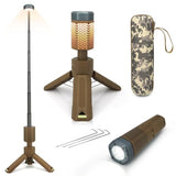 Telescopic Camping Lights,Portable Camping Lantern with Storage Bag,10500mAh Rechargeable Outdoor Adventure Emergency Light,Waterproof LED Work Lights with Magnetic (Khaki)