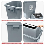 5 Packs 15.3 Gallon Heavy-Duty Plastic Outdoor Trash Can with Push Lid Weather-Resistant Garbage Bin