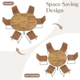 7-Piece Extendable Round Dining Table with Chairs Set for 6, 43"-59" Kitchen Dining Table