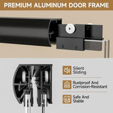 Sliding Bathtub Shower Door, 56-60" W x 57" H Glass Shower Door, Matte Black Aluminum Frame with Stainless Steel Towel Bar