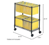 Scranton & Co Two-Tier Mobile Metal File Cart, Black Finish