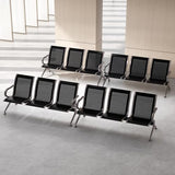 Waiting Room Bench Set - Metal Office Guest Reception Seat Black Mesh Waiting Room Chairs with Armrest for Airport