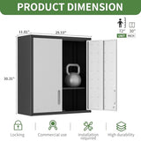 OPTYMIRA Garage Wall Cabinet Metal Storage Cabinet with Lock Wall Mounted Heavy Duty Steel Tool Cabinet with 2 Doors, Assembly Required