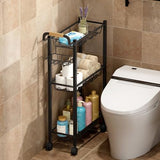 AOODA Laundry Room Cart with Top Detergent Holder, Metal Rolling Storage Cart Between Washer and Dryer, 3 Tier Narrow Laundry Room Organization and Storage with Wheels (Pure Black)