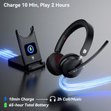 Dytole Wireless Headset with Mic for Work-Bluetooth 5.3 Headset with Microphone Noise Cancelling