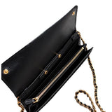 Prada Womens Black Vitello Move Leather Chain Wallet Crossbody 1MT290