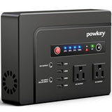 powkey Portable Power Station 200W, 146Wh Portable Solar Generator Battery Pack with 2 Pure Sine Wave AC Outlets/4 USB A/1 DC Port, Lithium Battery Backup Power Supply for Camping Travel Outdoor Home