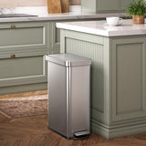 Stainless Steel Step Garbage Can for Kitchen or Home, Space-Saving Garbage Can with Soft Close Lid
