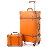 urecity Vintage Luggage Set of 2, Retro Suitcase Trunk with Wheels for Men and Women, Cute Designer Travel Luggage Set with Boarding Tote, Luggage Zipperless TSA Approved