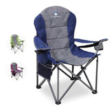 Northroad Oversized Portable Camping Chair, Full Padded Outdoor Folding Chair Support 350 LBS, Heavy Duty Lawn Chair with Cup Holder, Cooler Bag, Lumbar Support, Head Pocket for Adult-Blue