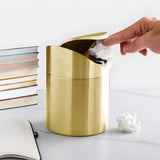 DORMIYA Mini Gold Trash Can, Stainless Steel Desktop Garbage Bin