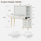 T4TREAM Fluted Makeup Vanity Desk with 36" HD Lighted Mirror