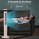 Antarctic Star Tower Fan Portable Floor Fans 85°Oscillating Fan 43'' Quiet Cooling 12H Timer Remote Control Standing Bladeless Electric 3 Speeds Wind 3 Modes Bedroom Office(43 inch, Pink)
