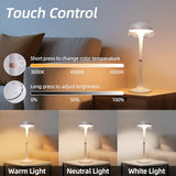 DEXULESA Touch Control Table Lamp with 3 Color Temperatures & 8 RGB Colors, Stepless Dimming & Timer, Rechargeable Table Lamp (White)