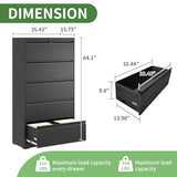 VIYET Lateral File Cabinet w5 Drawer Metal Filing Cabinets, Home Office Storage Cabinet for Hanging Files Letterith Lock,5 Drawer Metal Filing Cabinets, Home Office Storage Cabinet for Hanging Files Letter/Legal/F4/A4 (Black)