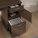 Bestar Logan 66W U or L-Shaped Executive Office Desk with Pedestal and Hutch in Antigua