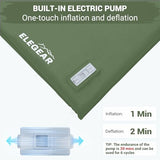 Elegear CumbreX™ Self Inflating Sleeping Pad, Built-in Electric Pump 3.15" Ultra-Thick Memory Foam Camping Mattress Pad with Pillow Double Sleeping Pad for Camping R-Value 9.5 Foam Camp Pad - Full
