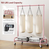 SLEEPING LAMB Heavy Duty Clothing Racks for Hanging Clothes Rack, 43" Wide Rolling Garment Rack Metal Clothing Hanger Rack (Pink)