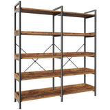 Huuger 5 Tier Bookshelf, Display Bookshelf with 10 Open Shelves and Raised Baffle