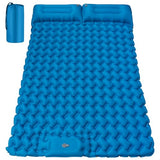 Double Camping Sleeping Pad, 4" Extra Thick 2 Person Inflatable Sleeping Pad with Built-in Foot Pump & Pillow, Ultralight Self Inflating Camping Mattress for Tent, Backpacking, Hiking, Travel, RV