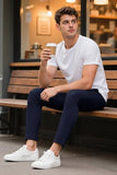 GINGTTO Mens Dress Pants Slim Fit Stretch Tapered Navy Blue Chinos Pants Men Ankle Length Twill 32x28