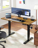 HUANUO Electric Standing Desk, 55" x 24" Height Adjustable Desk, 4 Memory Height Settings, Rustic Brown