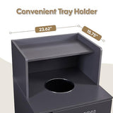 Trash Can Cabinet, Commercial Trash Cans 32 Gallon Wooden Trash Can and Garbage Receptacle with Tray Holder, Door