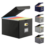 Hleelomi Collapsible File Box with Lid & Plastic Slide - Hanging Document Organizer for Office/Home, 14.96x12.6x10.83 Inch